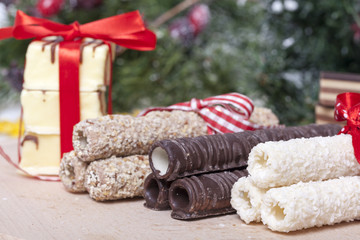 chocolate and a cookie as a delicacy and decorations