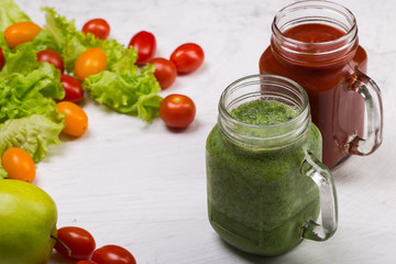 Vegetable smoothie drink. Healthy eating and detox.