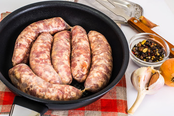 Crude Homemade Chicken Sausage Studio Photo