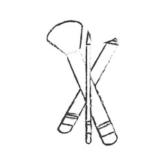  brushes makeup equipment icon over white background. vector illustration