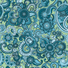 Seamless background cucumber in blue color