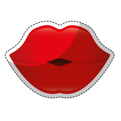 woman red lips icon over white background. colorful design. vector illustration