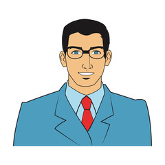 Man cartoon with suit icon. Male avatar person people and human theme. Isolated design. Vector illustration