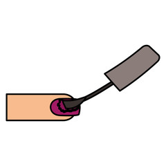 woman finger with nail lacquer icon over white background. colorful design. vector illustration