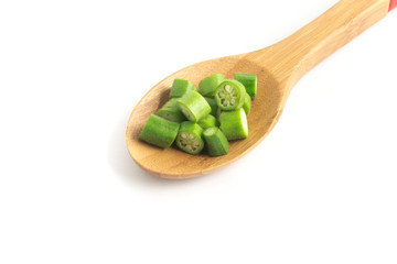 Okra sliced into a spoon