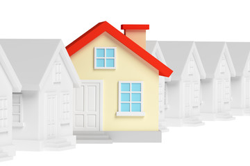 Funny unique house standing out from row of houses