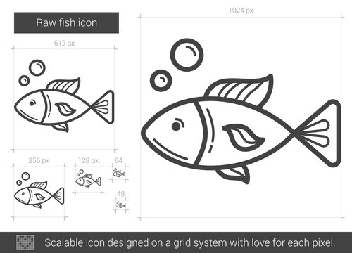 Raw fish line icon.
