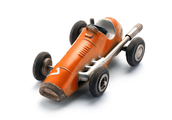 Obraz premium Colorful orange vintage toy racing car