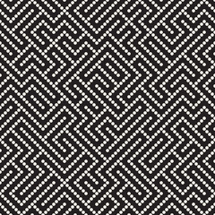 Irregular Maze Lines. Vector Seamless Black and White Pattern.