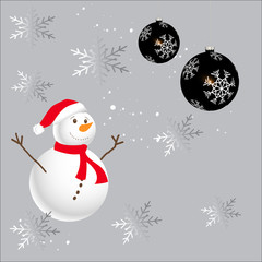 Snowman on the gray background