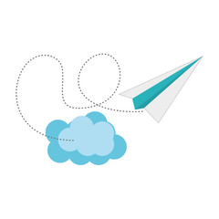 paper plane icon over white background. colorful design. vector illustration