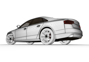 Fototapeta premium Mesh car / 3D render image a 3D car with a mesh 