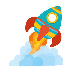 space rocket vehicle icon over white background. colorful design. vector illustration