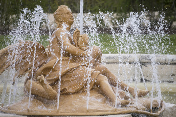 Fountains and gardens of the palace of Aranjuez in Madrid, Spain