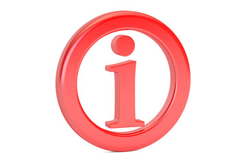 Info red sign, symbol. 3D rendering