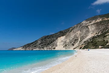 Foto op Canvas Blue water of beautiful Myrtos beach, Kefalonia, Ionian islands, Greece © Stoyan Haytov