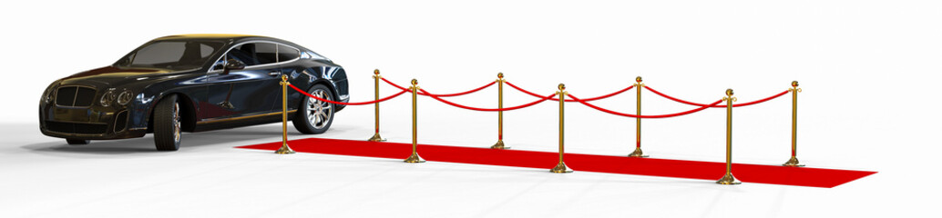 Red Carpet limousine / 3D render image representing a high class limousine at the end of the red carpet © Mlke