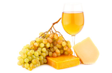 Cheese, grapes and wine