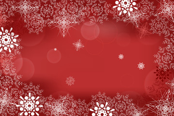 Naklejka na ściany i meble Vector winter abstract red background with radiance and snowflakes.