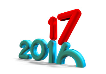 Happy new year 2017 / 3D render image representing new year 2017 
