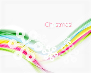 Color wave line with snowflakes, winter vector business template
