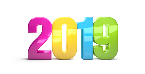2019 colorful isolated over white 3D render