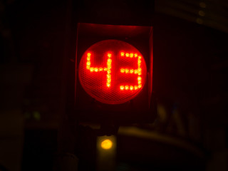 Street light numbers in the night. Low light photo.