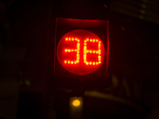 Street light numbers in the night. Low light photo.
