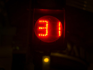 Street light numbers in the night. Low light photo.
