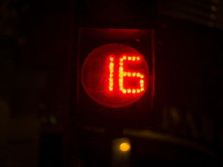 Street light numbers in the night. Low light photo.