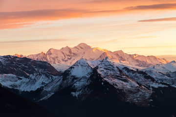 Plakat Mont Blanc mountain at sunset