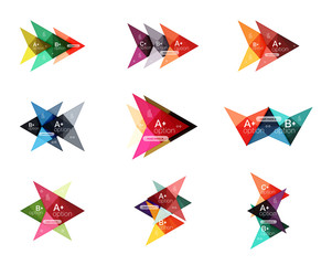 Colorful arrow option infographics banners, business geometric templates