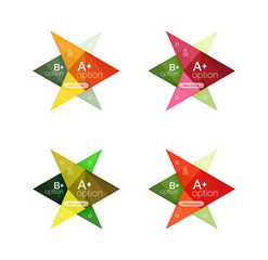 Colorful arrow option infographics banners, business geometric templates