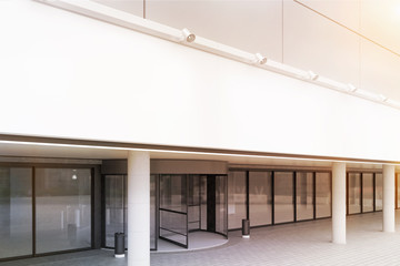 Entrance to office building, side view, toned