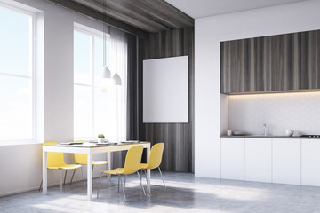 Side view of kitchen interior