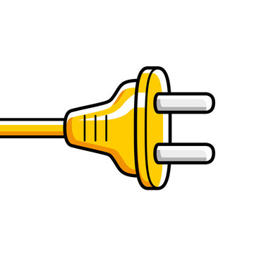 Yellow AC power plug icon isolated.