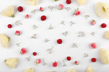 Tender pattern made of berries and small flowers