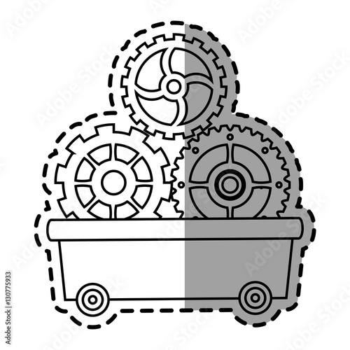 "Gears inside cart icon. Cog circle wheel machine part and ...