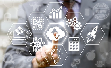 STEM business cloud upload dowload synchrronization technology concept. Wireless storage sync...