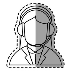 Operator woman with headphone icon. Call center and technical service theme. Isolated design. Vector illustration