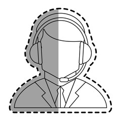 Operator man with headphone icon. Call center and technical service theme. Isolated design. Vector illustration