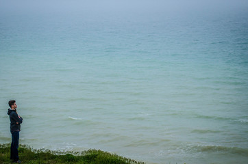 Silhouette of man with space for text