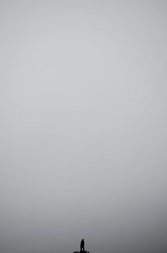 Silhouette of man with space for text