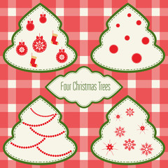 Set of different christmas trees with balls. The Pattern for holidays