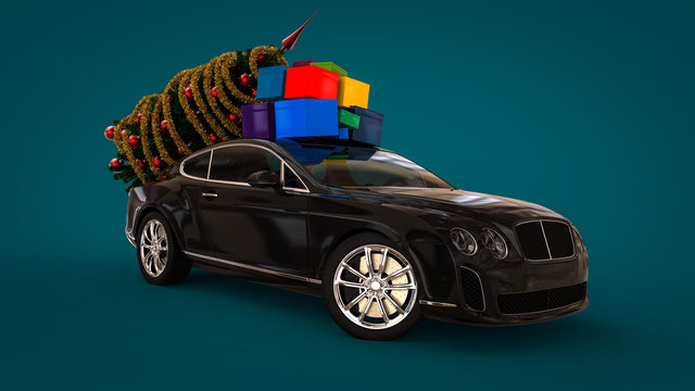 Santa Luxury Car / 3D render image representing a Luxury Santa car 
