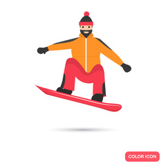 Snowboarder color icon. Flat design for web and mobile