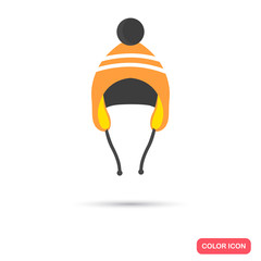 Winter hat color icon. Flat design for web and mobile