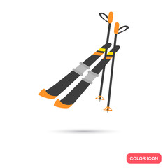 Skier color icon. Flat design for web and mobile