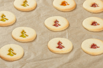 Home Baked Crystal Cookies In Baking Tray.