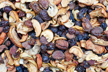 mixture of dried fruit for cooking compote closeup